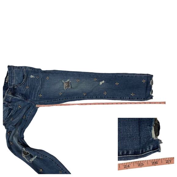Blank NYC Crop Girlfriend Embellished Jeans - Blue - 25 - Picture 6 of 11